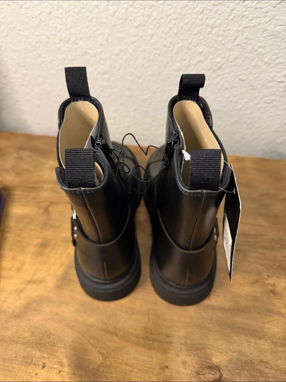 Art Class Kids Black Pull-On Moto Boots size 1